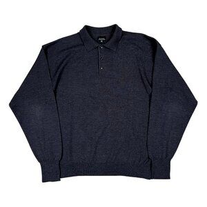 E-Luxe Evergreen Softwear Sweater Mens XL 100% Extra Fine Merino Wool Gray Polo